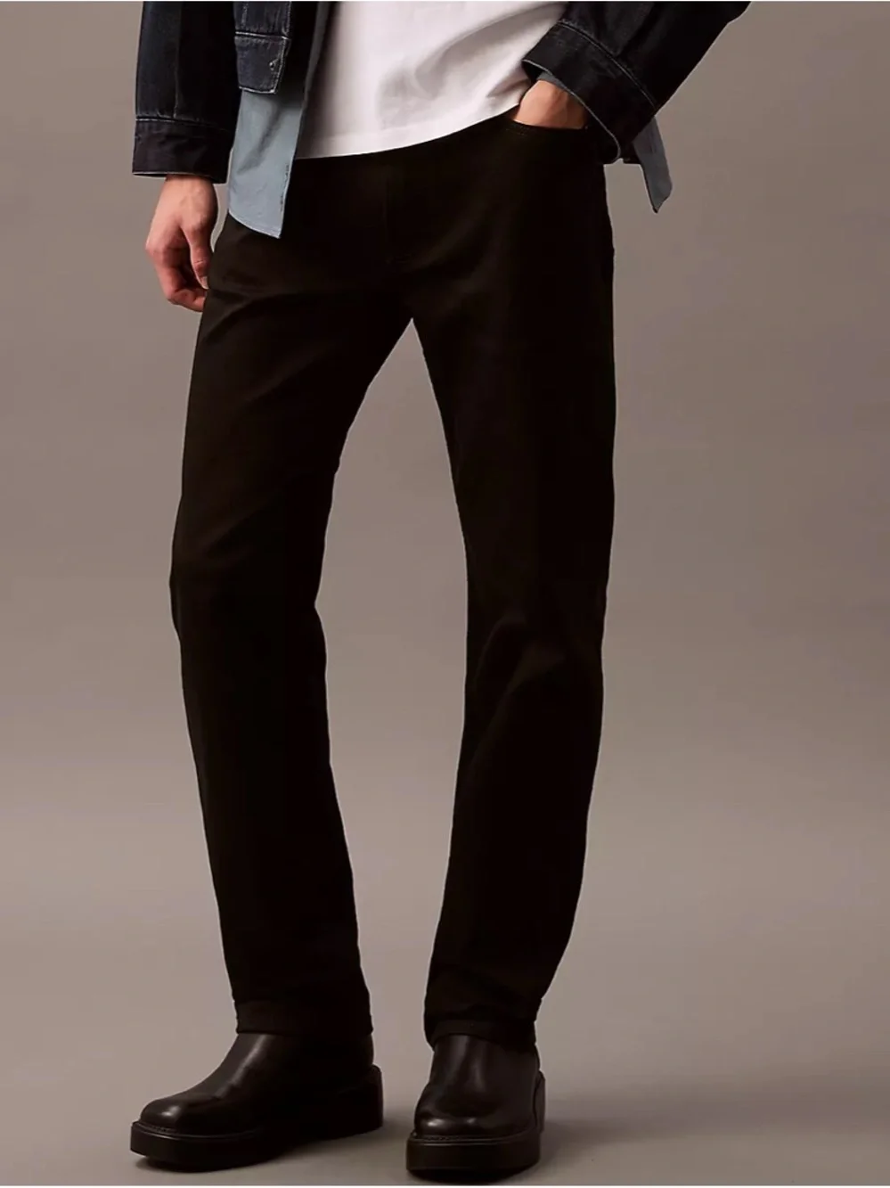 Calvin Klein Men's Slim Straight Jeans in Black